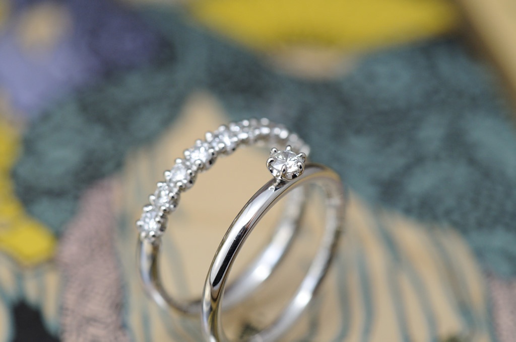 オーダーメイド婚約指輪//ハーフエタニティ　ソリテール