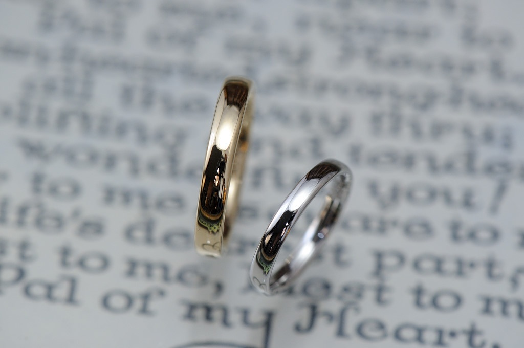 イエローゴールド/プラチナ　結婚指輪