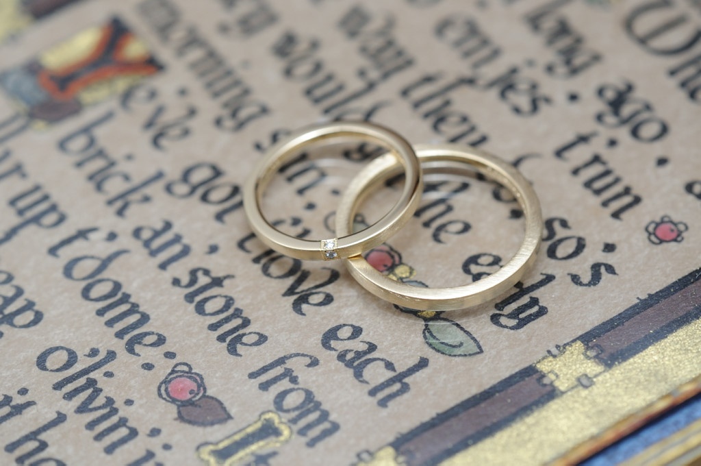 イエローゴールド　ダイヤモンド　結婚指輪