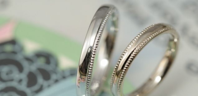 粒の大きいミルグレインのオーダーメイド結婚指輪