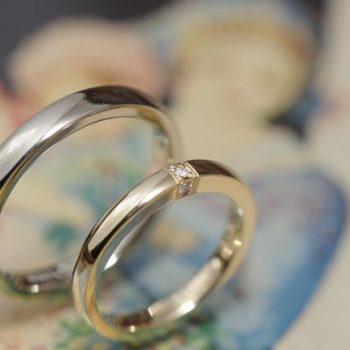 〔結婚指輪〕三面ダイヤのふっくらタイプ