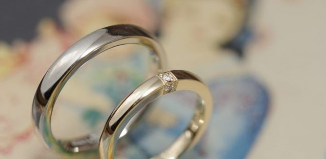 〔結婚指輪〕三面ダイヤのふっくらタイプ