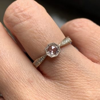 Octagon rosecut engagement ring