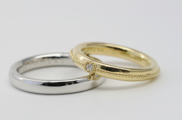 プラチナ　ゴールド　結婚指輪
