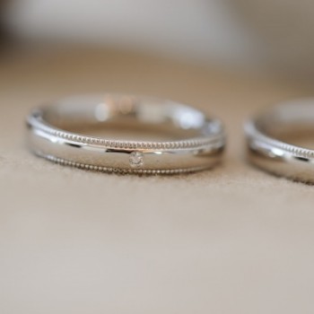 ダイヤとミルのプラチナオーダーメイド結婚指輪