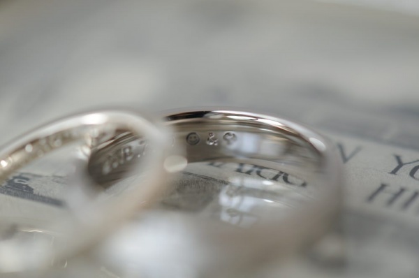 サンドブラストに鏡面のオーダーメイド結婚指輪