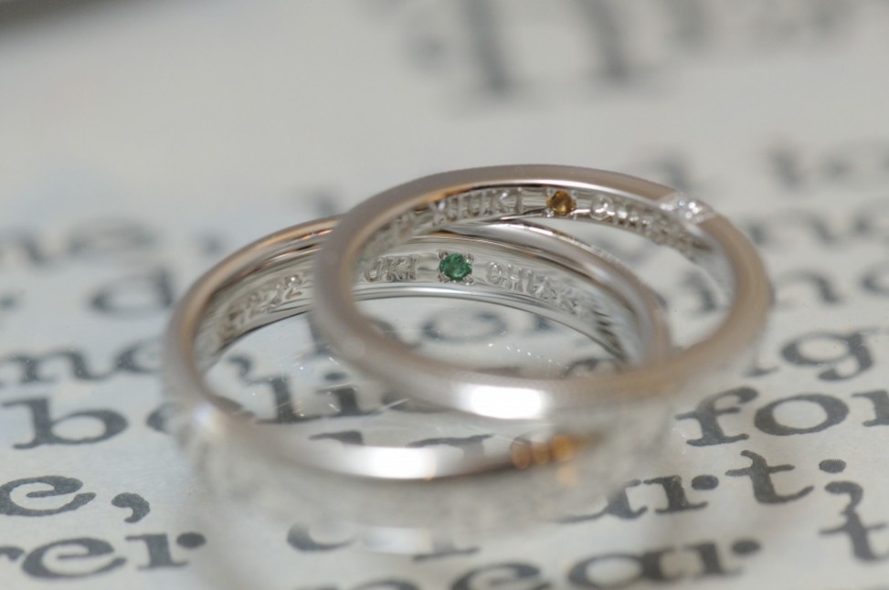 プラチナとミルグレインとダイヤの結婚指輪
