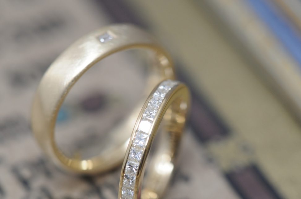 プリンセスカットとバゲットカットの結婚指輪