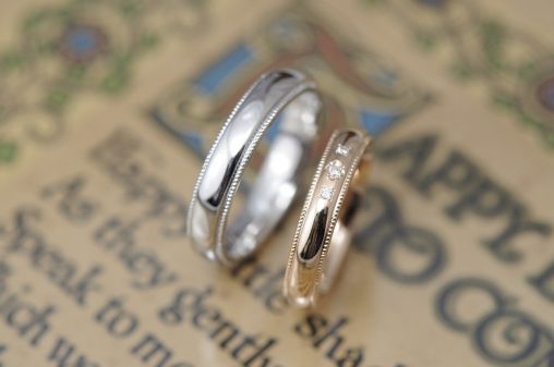 ROSEとプラチナとミルのオーダーメイド結婚指輪