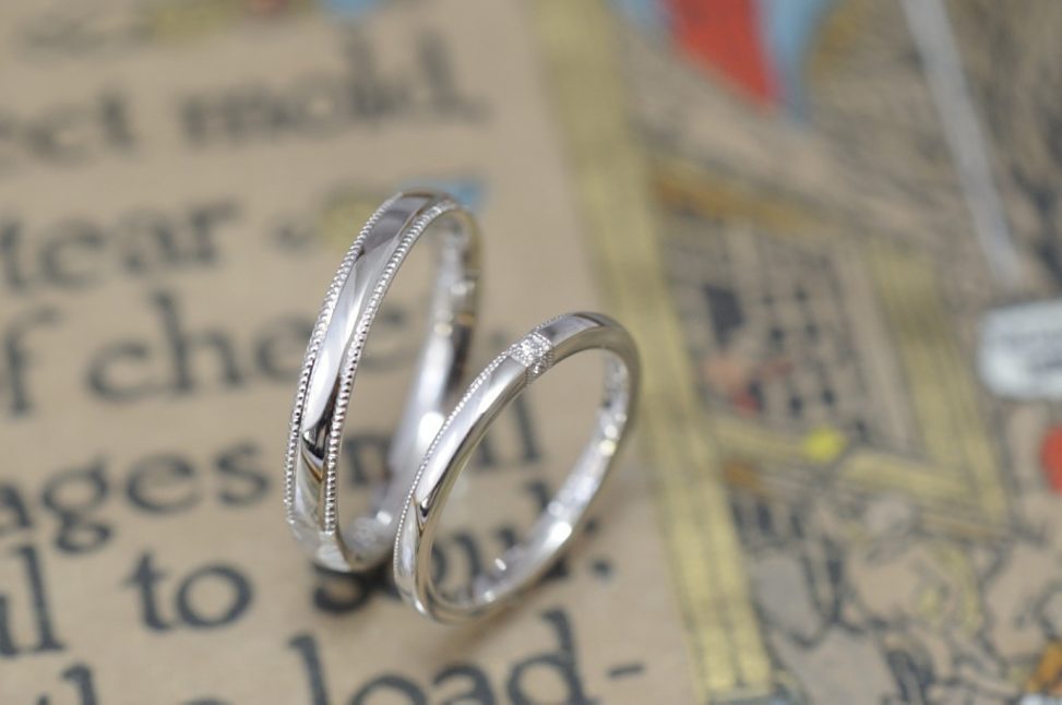 ミルと鎚目とダイヤのオリジナル結婚指輪