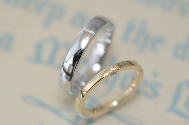 〔結婚指輪〕プラチナとイエローとミルグレイン
