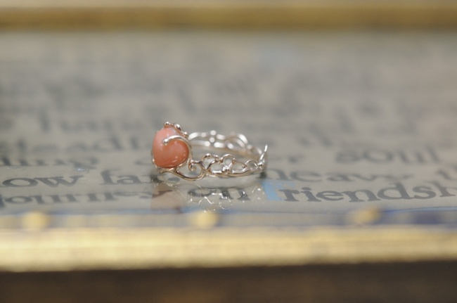 オーダーメイドリング　ハートの珊瑚