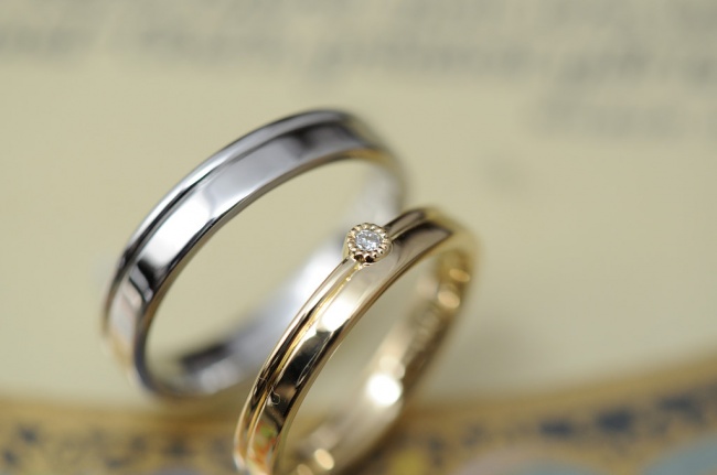 〔結婚指輪〕ミル留ダイヤモンド