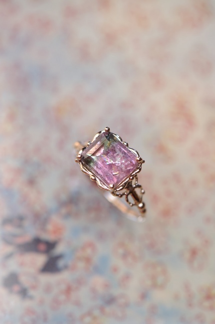 スクエアバイカラーのリング