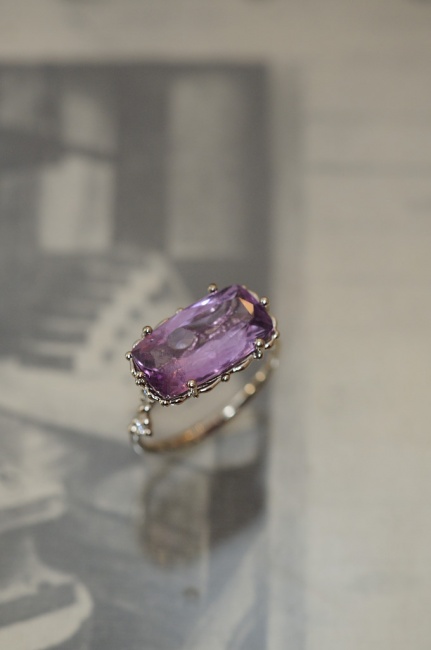 紫色のトルマリンでオーダーメイドリング