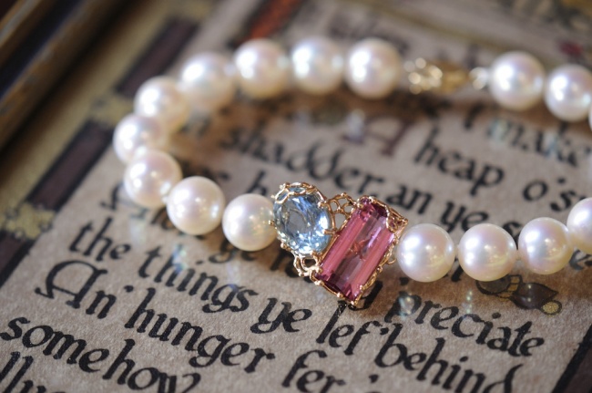 パールと天然石ブレスレット