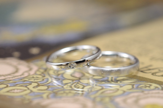 艶とマットとチョコ留めの結婚指輪