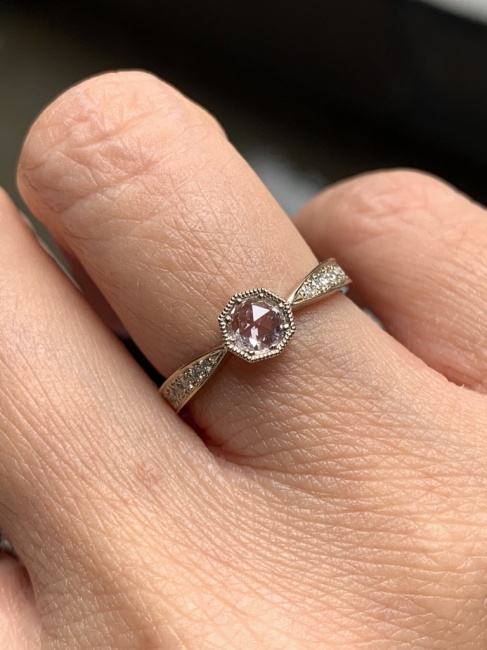 Octagon rosecut engagement ring